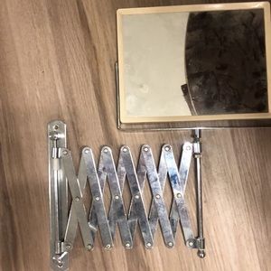 Vintage expanding, wall Mount, Accordion mirror. barber shop, off white chrome.
